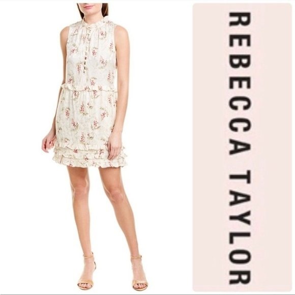 💥 Rebecca Taylor Ivie Floral Ruffle Silk Blend Dress - Picture 2 of 8
